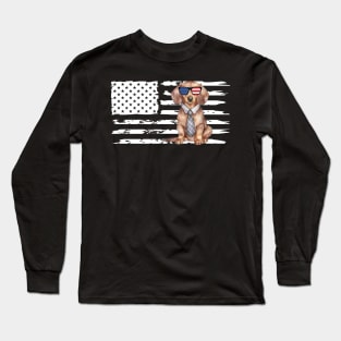 Dachshund Weiner Dog 4th of July US American Flag Patriotic Long Sleeve T-Shirt